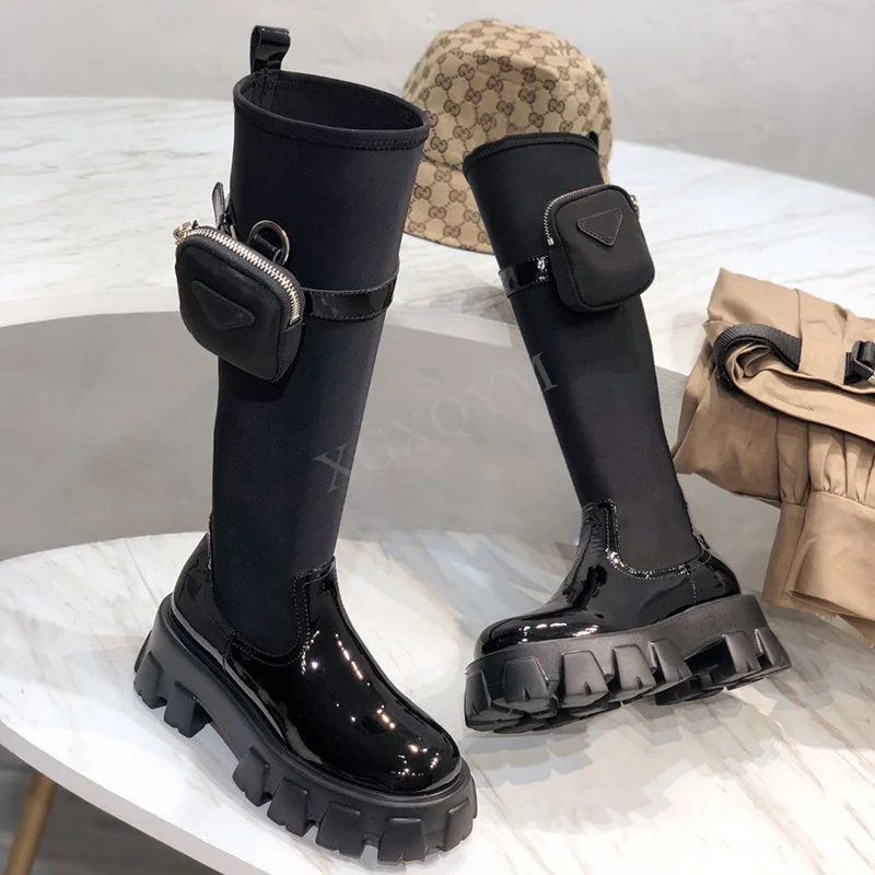 Brand Thick Bottom High Heels Motorcycle Boots Women Pocket Stretch Long Boots Platform Shoes Woman Leather Knee High Boots New
Brand Thick Bottom High Heels Motorcycle Boots Women Pocket Stretch Long Boots Platform Shoes Woman Leather Knee High Boots New