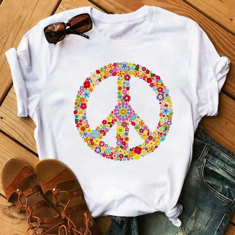 2021 Peace Love T Shirt Summer Women Short Sleeve Leisure Top Tee Casual Ladies Female T Shirts Plus Size Woman Clothing 
2021 Peace Love T Shirt Summer Women Short Sleeve Leisure Top Tee Casual Ladies Female T Shirts Plus Size Woman Clothing
