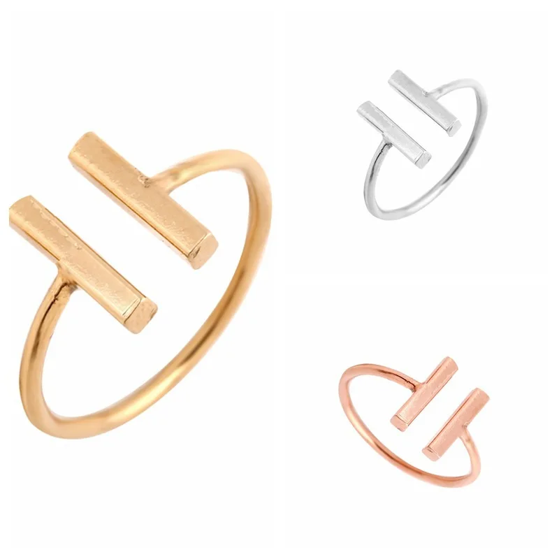 New Stylish Geometric T-shaped H-shaped Simple Open Parallel Ring Female Adjustable Smooth Ring Without Fading.
New Stylish Geometric T-shaped H-shaped Simple Open Parallel Ring Female Adjustable Smooth Ring Without Fading.