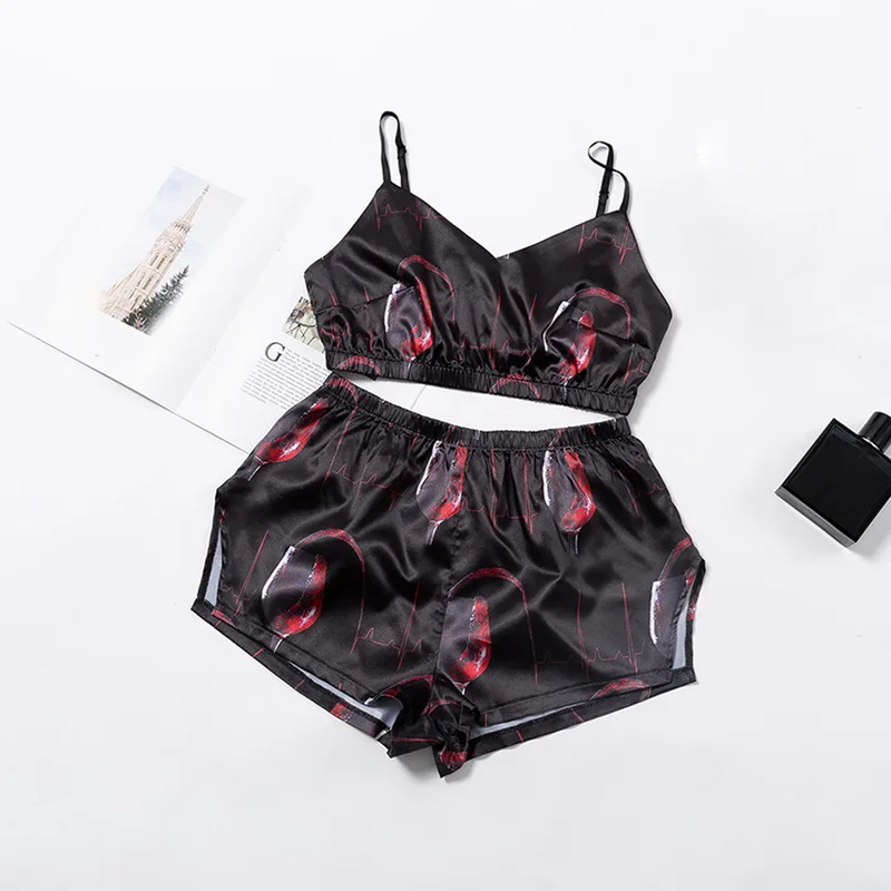 Two Piece Set Sexy Pijamas Animales Pattern Womens Pj Sets Sleeveless V Neck Crop Top Corset Satin Pajamas Women Shorts
Two Piece Set Sexy Pijamas Animales Pattern Womens Pj Sets Sleeveless V Neck Crop Top Corset Satin Pajamas Women Shorts