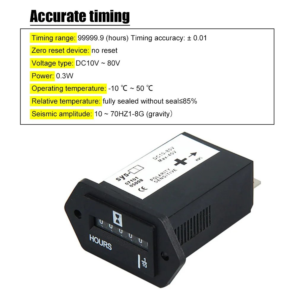 Generator Sealed Hour Meter Counter Tractor Truck Rectangle DC 10V-80V For Boats Trucks Tractors Cars Instruments Accessories
Generator Sealed Hour Meter Counter Tractor Truck Rectangle DC 10V-80V For Boats Trucks Tractors Cars Instruments Accessories