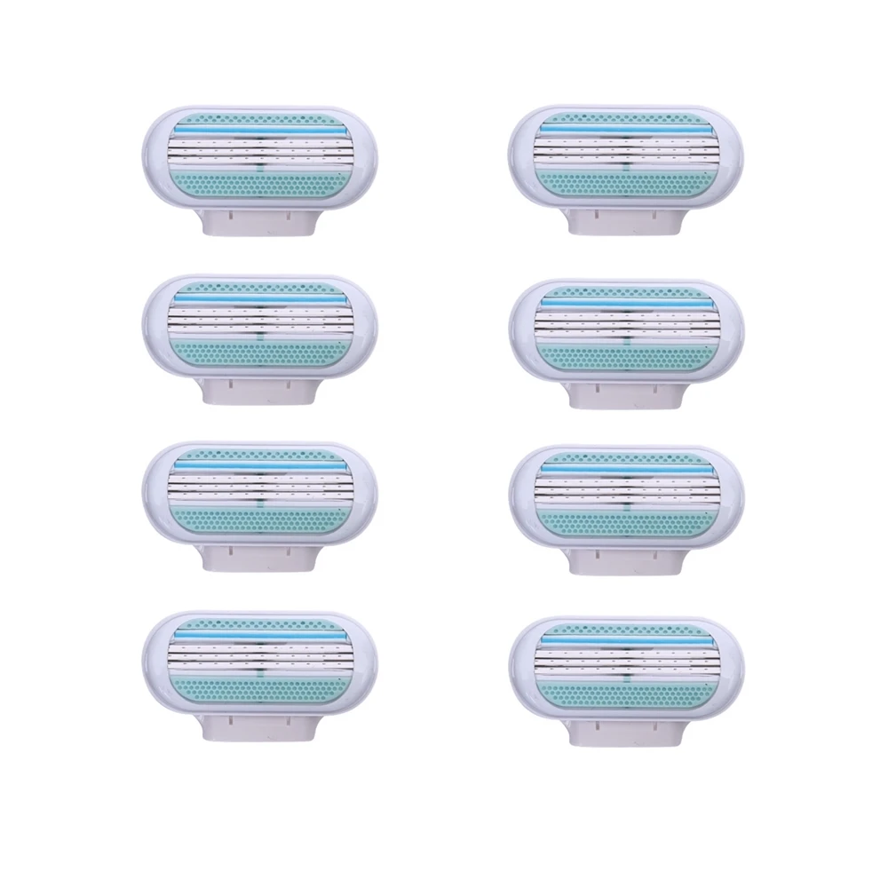 Безопасные лезвия для бритвы для женщин, 8 шт./лот, 3-слойные лезвия для бритья, сменные лезвия для бритвы 
Безопасные лезвия для бритвы для женщин, 8 шт./лот, 3-слойные лезвия для бритья, сменные лезвия для бритвы