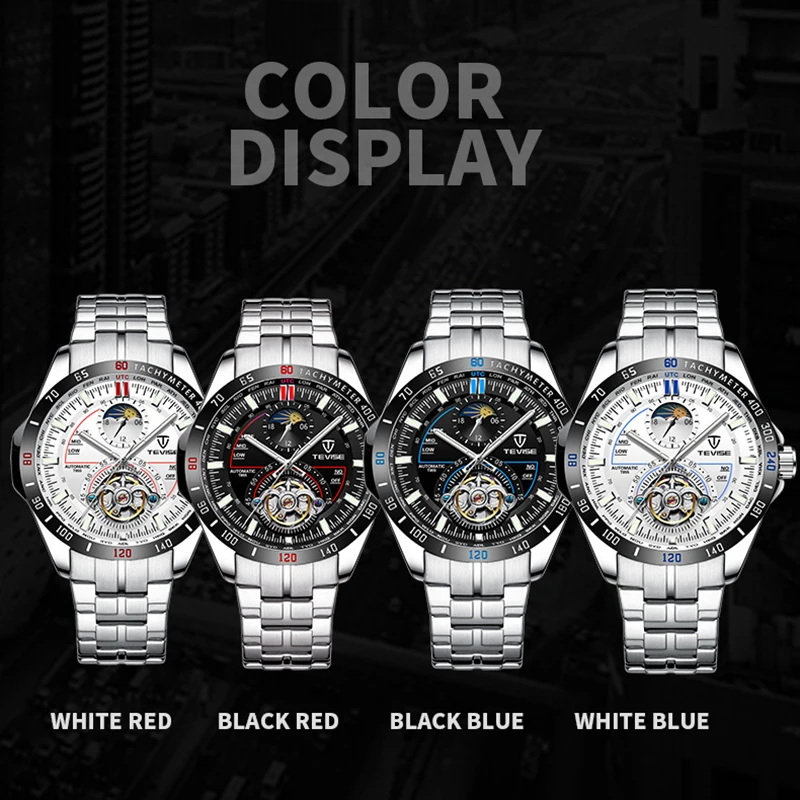TEVISE Tourbillon Watch Waterproof Men's Mechanical Watch Automatic Self-Wind Movement Moon Phase Sport Fashion Clock Male
TEVISE Tourbillon Watch Waterproof Men's Mechanical Watch Automatic Self-Wind Movement Moon Phase Sport Fashion Clock Male