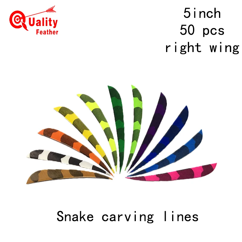 JINYUQI Water Drop Snake carving lines Turkey Feather 50pcs 5'' Cut Arrow Feather Cut Fletching Hunting Shooting Diy
JINYUQI Water Drop Snake carving lines Turkey Feather 50pcs 5'' Cut Arrow Feather Cut Fletching Hunting Shooting Diy