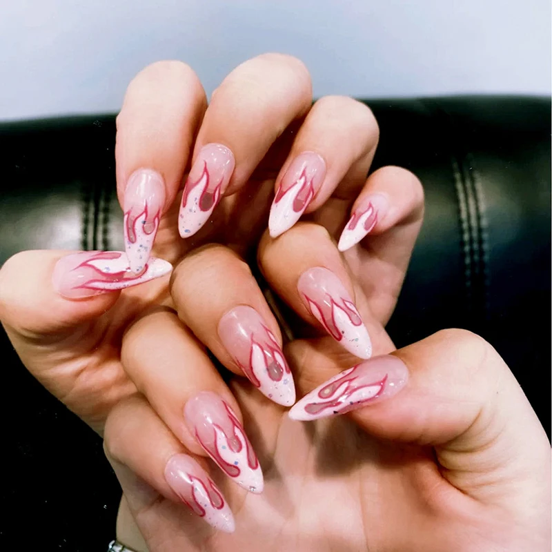 24pcs Flame Fake Nails Full Cover Press on Nails Nail Tips Red Green Pink False Nails Nails Accessories Nail Art for Cool Girl
24pcs Flame Fake Nails Full Cover Press on Nails Nail Tips Red Green Pink False Nails Nails Accessories Nail Art for Cool Girl