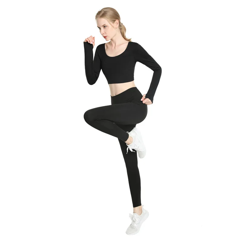 European and American Long Sleeve Yoga Wear Suit Women's Back Tight Top Sports Running Fitness Clothes Yoga Pants Two-Piece Suit
European and American Long Sleeve Yoga Wear Suit Women's Back Tight Top Sports Running Fitness Clothes Yoga Pants Two-Piece Suit