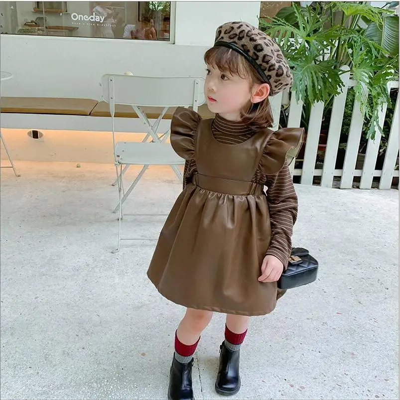 2021 Spring Autumn Toddler Kid Baby Girl Clothes Set Striped Long Sleeve Top and PU Vest Dress Set Elegant Fashion Outfit D538
2021 Spring Autumn Toddler Kid Baby Girl Clothes Set Striped Long Sleeve Top and PU Vest Dress Set Elegant Fashion Outfit D538