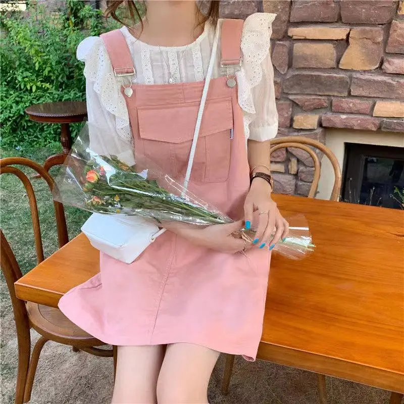 Women Straps Dress Solid Color Korean Student Style Cotton Big Pockets Adjustable Loose Waist Short Summer Woman Straps Skirt
Women Straps Dress Solid Color Korean Student Style Cotton Big Pockets Adjustable Loose Waist Short Summer Woman Straps Skirt