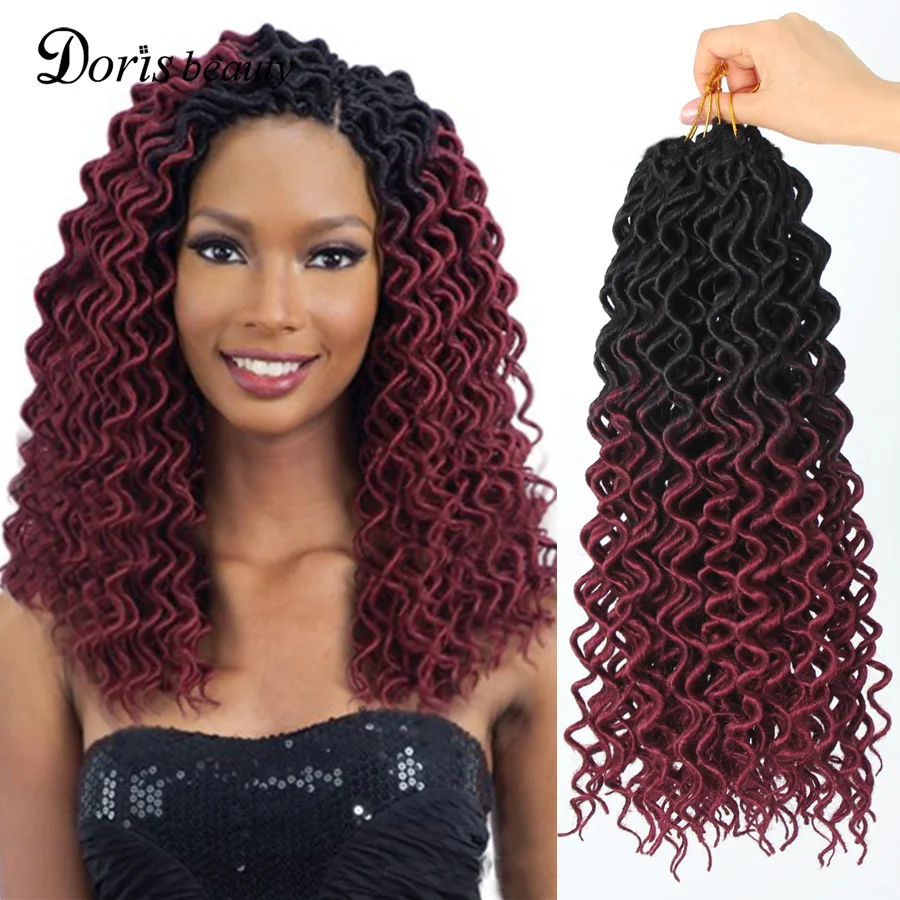 Doris beauty Goddess Faux Locs Curly вязанные косички волосы 24 корня 18 дюймов Омбре синтетические