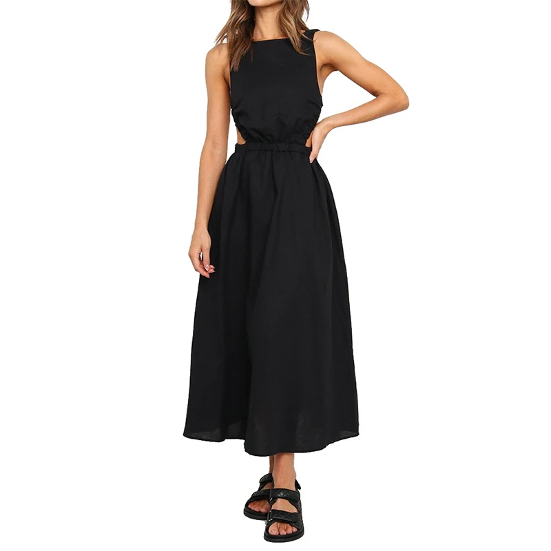 Simplee Elegant Summer Solid Backless A-line Dress Women O-neck Cotton High Waist Dress Sleeveless Sexy Long Dresses Chic Sexy
Simplee Elegant Summer Solid Backless A-line Dress Women O-neck Cotton High Waist Dress Sleeveless Sexy Long Dresses Chic Sexy