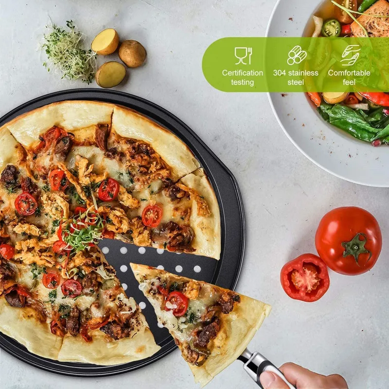 non-stick easily decarburized steel pizza pan. Baking pan with holes. Pizza pan, used for oven baking supplies (36x33x1.5cm)
non-stick easily decarburized steel pizza pan. Baking pan with holes. Pizza pan, used for oven baking supplies (36x33x1.5cm)