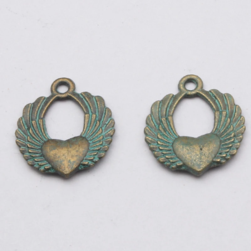 20pcs Verdigris Patina Hollow Angel Wings Double Sided Heart Charms Pendant For DIY Necklace Keychain Jewelry Findings Making
20pcs Verdigris Patina Hollow Angel Wings Double Sided Heart Charms Pendant For DIY Necklace Keychain Jewelry Findings Making