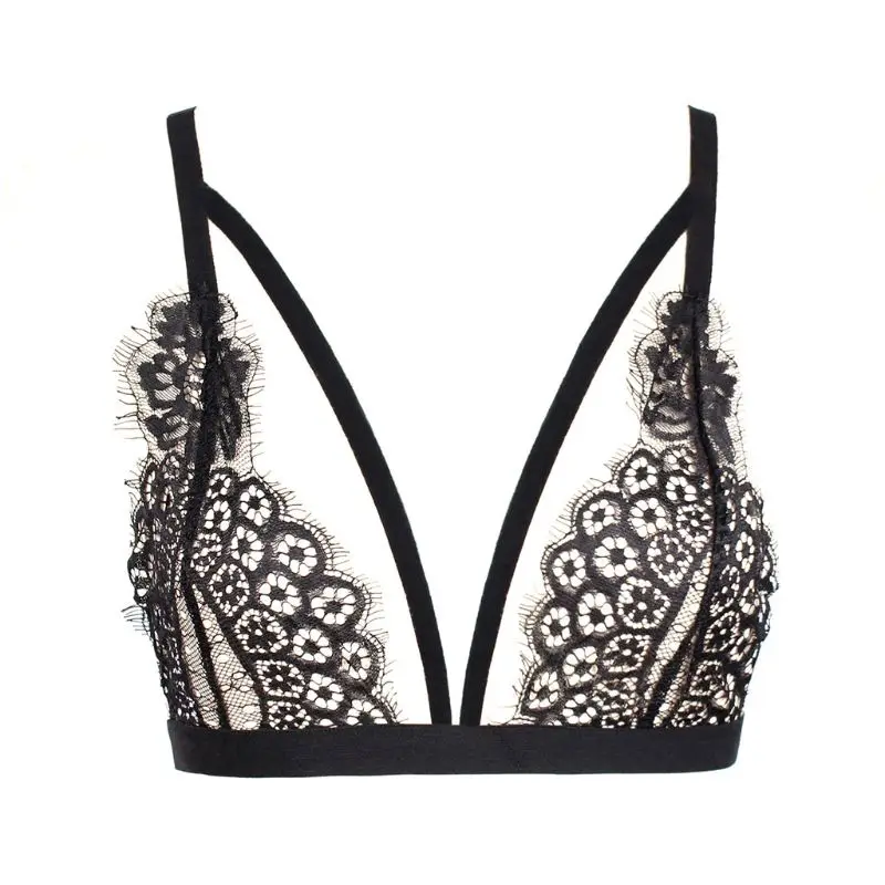 Women Sexy Deep V-Neck Cut Out Bralette Sheer Eyelash Floral Lace Black Bustier Backless Adjustable Straps Seamless Lingerie Bra
Women Sexy Deep V-Neck Cut Out Bralette Sheer Eyelash Floral Lace Black Bustier Backless Adjustable Straps Seamless Lingerie Bra