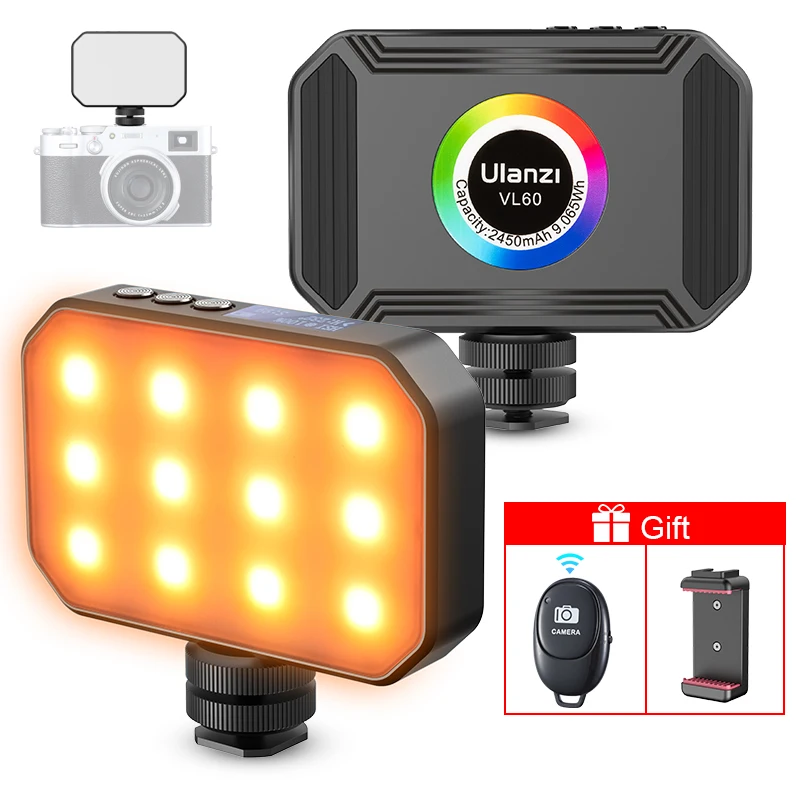 Ulanzi VL60 Mini RGB Camera Light LED Pocket Video Light 2450mAh 2500K-9000K Vlog Fill Light For Youtube DSLR SLR Camera Lamp
Ulanzi VL60 Mini RGB Camera Light LED Pocket Video Light 2450mAh 2500K-9000K Vlog Fill Light For Youtube DSLR SLR Camera Lamp