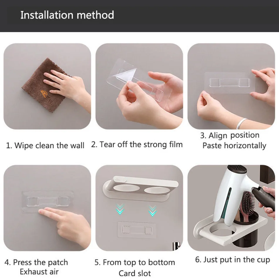 Wall Mounted Hair Dryer Holder Storage Rack Self-Adhesive Hair Dryer Rack Punch-Free Bathroom Supplie Shelf Organizer Accessorie
Wall Mounted Hair Dryer Holder Storage Rack Self-Adhesive Hair Dryer Rack Punch-Free Bathroom Supplie Shelf Organizer Accessorie