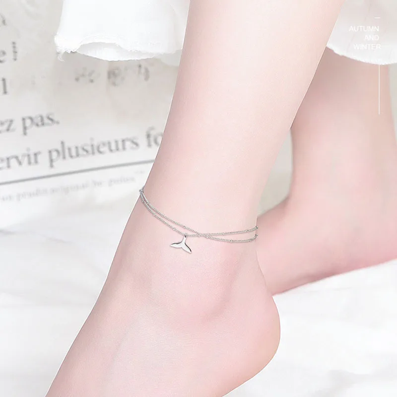 MEYRROYU 925 Sterling Silver Korean Version 2021 Double Layer Fine Anklet Bracelet Exquisite Fishtail Pendant Jewelry Wholesale
MEYRROYU 925 Sterling Silver Korean Version 2021 Double Layer Fine Anklet Bracelet Exquisite Fishtail Pendant Jewelry Wholesale