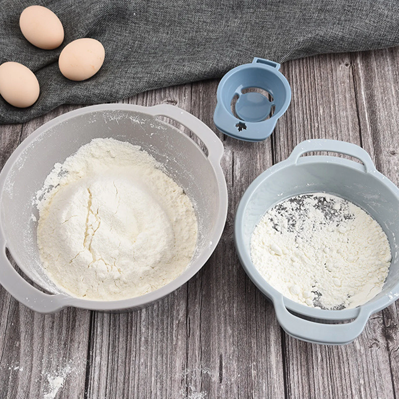 Flour Sieve Set Multifunctional Flour Sieve Pan Separator Baking Appliances Flour Sieve Set Egg Separator Baking Utensils 
Flour Sieve Set Multifunctional Flour Sieve Pan Separator Baking Appliances Flour Sieve Set Egg Separator Baking Utensils