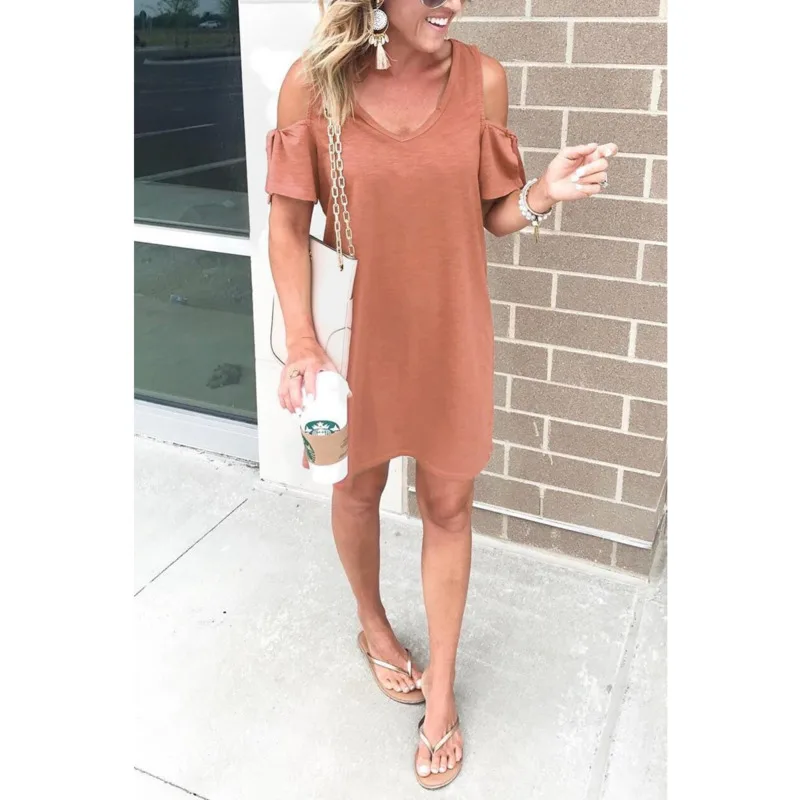 2020 Summer and autumn dress women pure color sexy V-neck shoulder-exposed mid-length dress simple Casual ropa mujer wn*
2020 Summer and autumn dress women pure color sexy V-neck shoulder-exposed mid-length dress simple Casual ropa mujer wn*