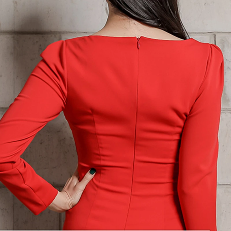 New Women Fashion O-Neck Long Sleeve Dress 2020 Solid Color Slim Bodycon Dress Women's Casual Clothing Red Dress 
New Women Fashion O-Neck Long Sleeve Dress 2020 Solid Color Slim Bodycon Dress Women's Casual Clothing Red Dress