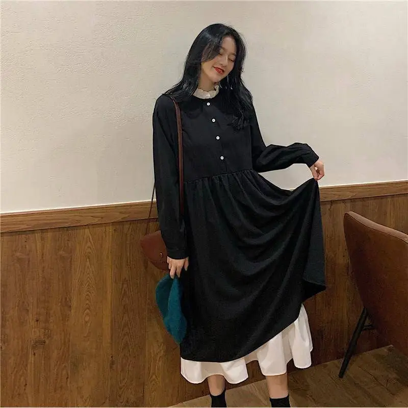Spring Autumn Stitching Dress Women's Loose Long Sleeve Midi A- Line Skirt Dresses for Women Vestido De Mujer
Spring Autumn Stitching Dress Women's Loose Long Sleeve Midi A- Line Skirt Dresses for Women Vestido De Mujer