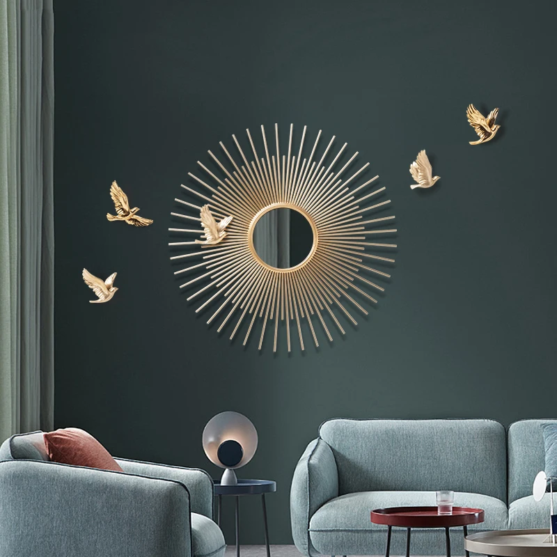 Modern Luxury Wrought Iron Sun Shape Bird Mirror Ornaments Home Livingroom Wall Mural Crafts Hotel Lobby Wall Sticker Decoration 
Modern Luxury Wrought Iron Sun Shape Bird Mirror Ornaments Home Livingroom Wall Mural Crafts Hotel Lobby Wall Sticker Decoration