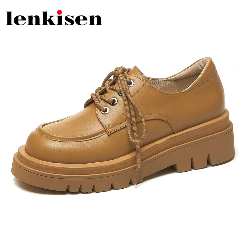 Lenkisen natural leather round toe high heels simple style wild cross-tied three colors young lady leisure cozy women pumps L12
Lenkisen natural leather round toe high heels simple style wild cross-tied three colors young lady leisure cozy women pumps L12