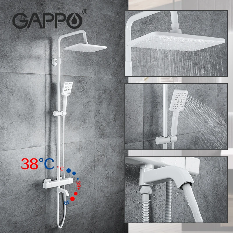 Gappo Thermostatic Shower Faucet Brass White Spray Painting Bathroom Rainfall Bathtub Taps Cold and Hot Water Mixers Crane
Gappo Thermostatic Shower Faucet Brass White Spray Painting Bathroom Rainfall Bathtub Taps Cold and Hot Water Mixers Crane