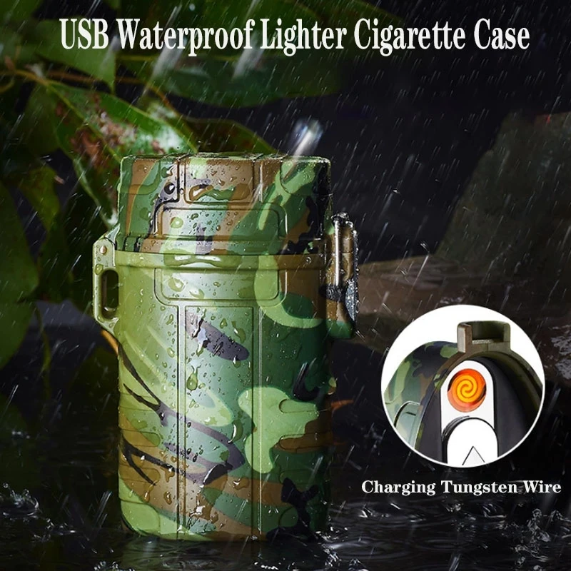 New Waterproof Cigarette Case Holder Windproof USB Rechargeable Lighter Portable Outdoor Survival Tool Lighters for 20pcs Gift
New Waterproof Cigarette Case Holder Windproof USB Rechargeable Lighter Portable Outdoor Survival Tool Lighters for 20pcs Gift