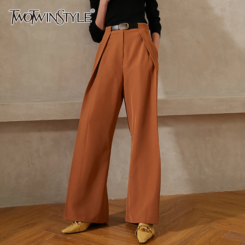TWOTWINSTYLE Vintage Wide Leg Pants For Women High Waist Solid Minimalist Straight Casual Trouser Female Fashion Clothing New
TWOTWINSTYLE Vintage Wide Leg Pants For Women High Waist Solid Minimalist Straight Casual Trouser Female Fashion Clothing New