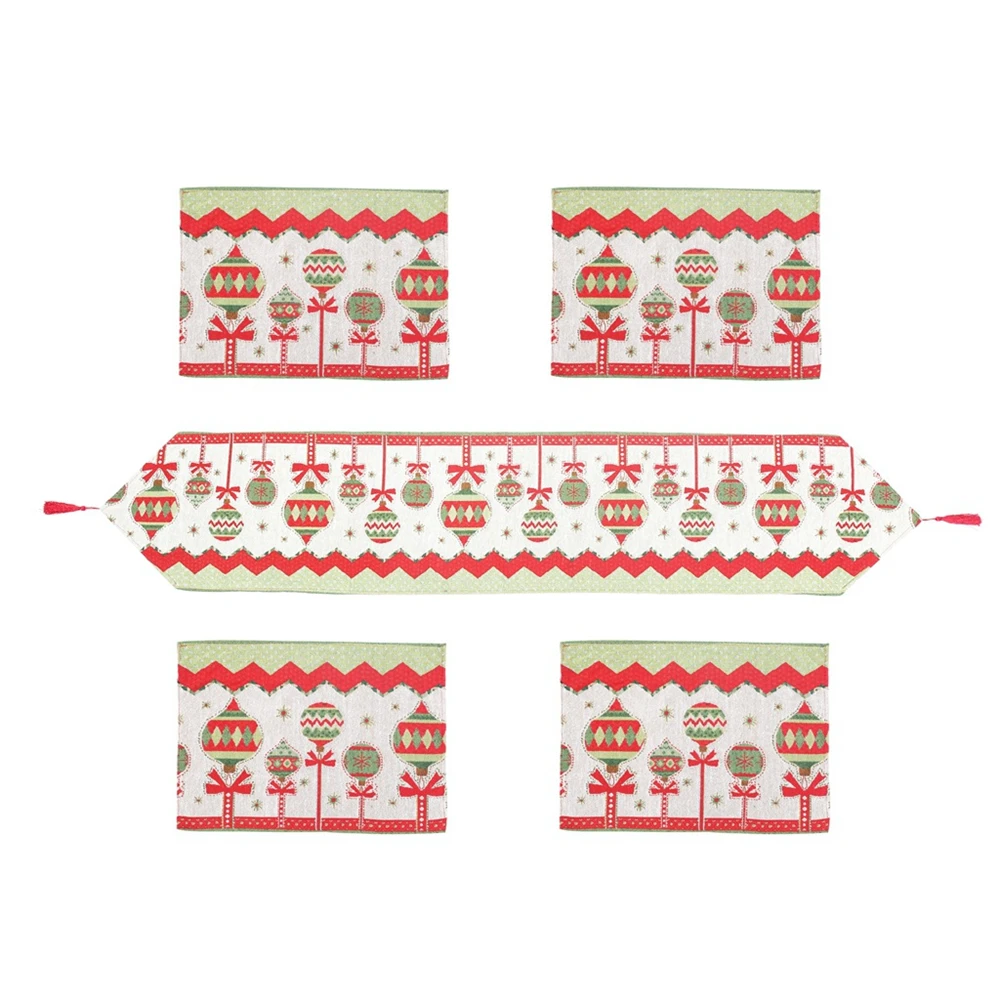 Creative Christmas Decorations Tea Dining Table Runner + 4 Tableware Mats Pads Set Home Decoration Decor Accessories
Creative Christmas Decorations Tea Dining Table Runner + 4 Tableware Mats Pads Set Home Decoration Decor Accessories