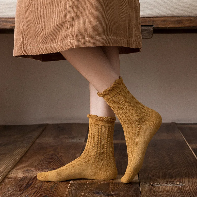 Woman Socks Frilly Ruffle Socks Japanese Style Kawaii Cute Cotton Harajuku Retro Autumn Winter Spring Solid Color Crew Socks
Woman Socks Frilly Ruffle Socks Japanese Style Kawaii Cute Cotton Harajuku Retro Autumn Winter Spring Solid Color Crew Socks