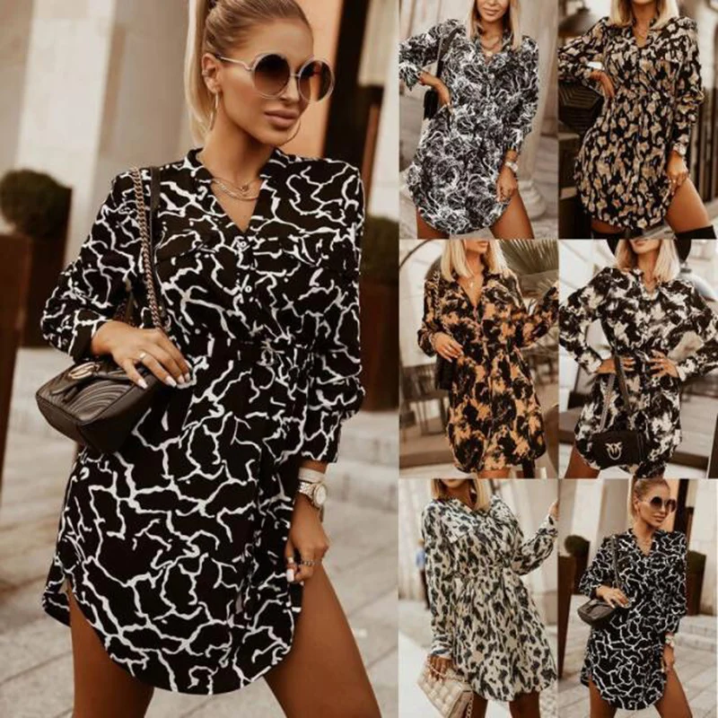 Sexy Lapel Shirt Dresses Autumn Winter Retro Print Long Sleeve Casual Belted Slim High Waist Elegant Mini Dress with Pockets
Sexy Lapel Shirt Dresses Autumn Winter Retro Print Long Sleeve Casual Belted Slim High Waist Elegant Mini Dress with Pockets