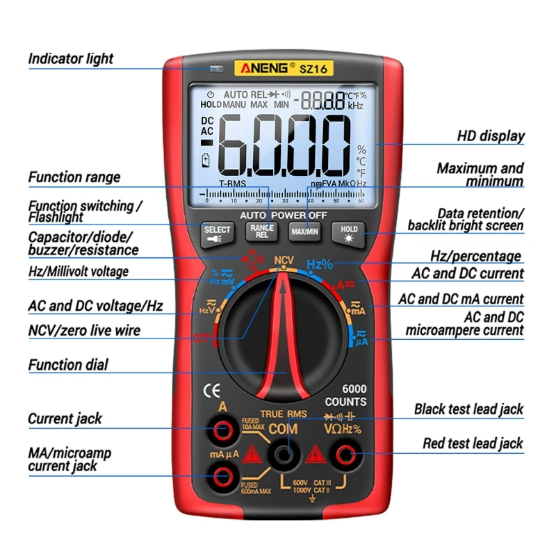 Handhled Multimeter TRMS Auto-Ranging Fast Accurately Measures Voltage Current
Handhled Multimeter TRMS Auto-Ranging Fast Accurately Measures Voltage Current