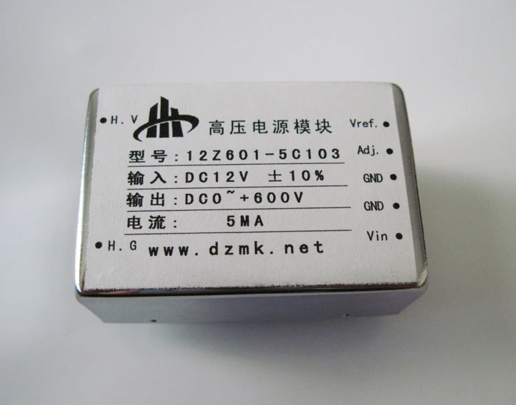 12V Input 0-600V Continuously Adjustable High Precision Output 5mA DC High Voltage Power Supply Module
12V Input 0-600V Continuously Adjustable High Precision Output 5mA DC High Voltage Power Supply Module