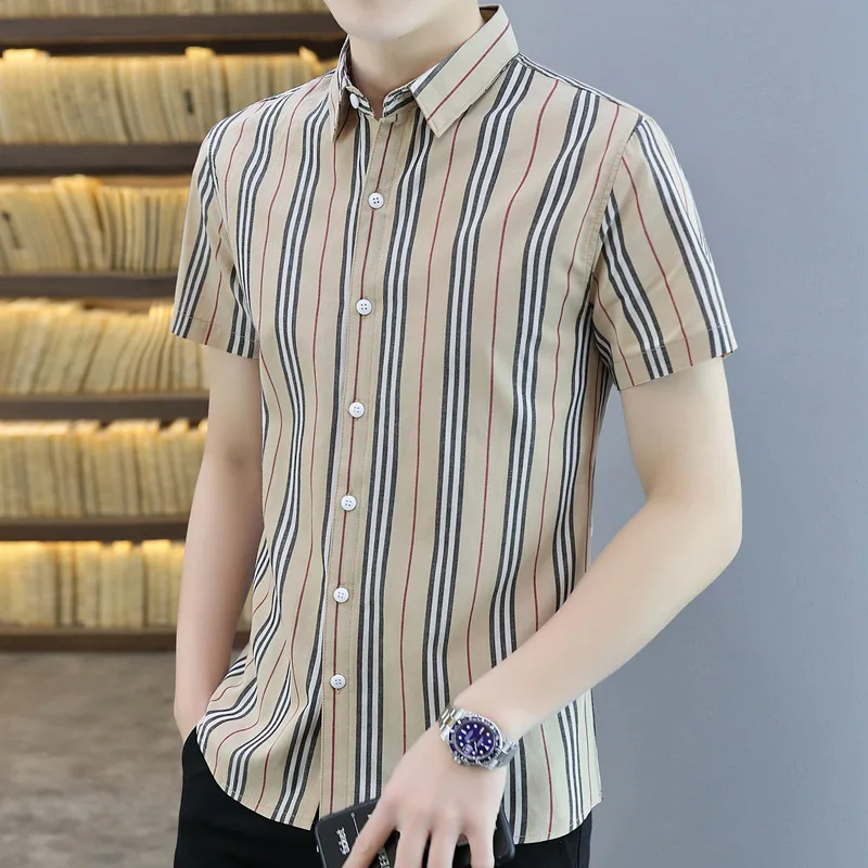 Striped Youth Summer Casual Cotton Shirt 2021 New Men's Slim Short-sleeved Cardigan Thin Camisas Para Hombre
Striped Youth Summer Casual Cotton Shirt 2021 New Men's Slim Short-sleeved Cardigan Thin Camisas Para Hombre