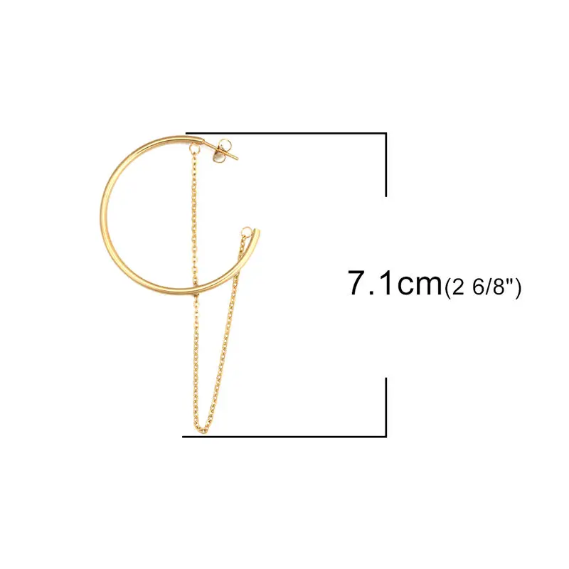 New 304 Stainless Steel Hoop Earrings Gold Color Round Trendy Earrings Jewelry 7.1cm x 4cm, Post/ Wire Size: (20 gauge),1 Pair
New 304 Stainless Steel Hoop Earrings Gold Color Round Trendy Earrings Jewelry 7.1cm x 4cm, Post/ Wire Size: (20 gauge),1 Pair
