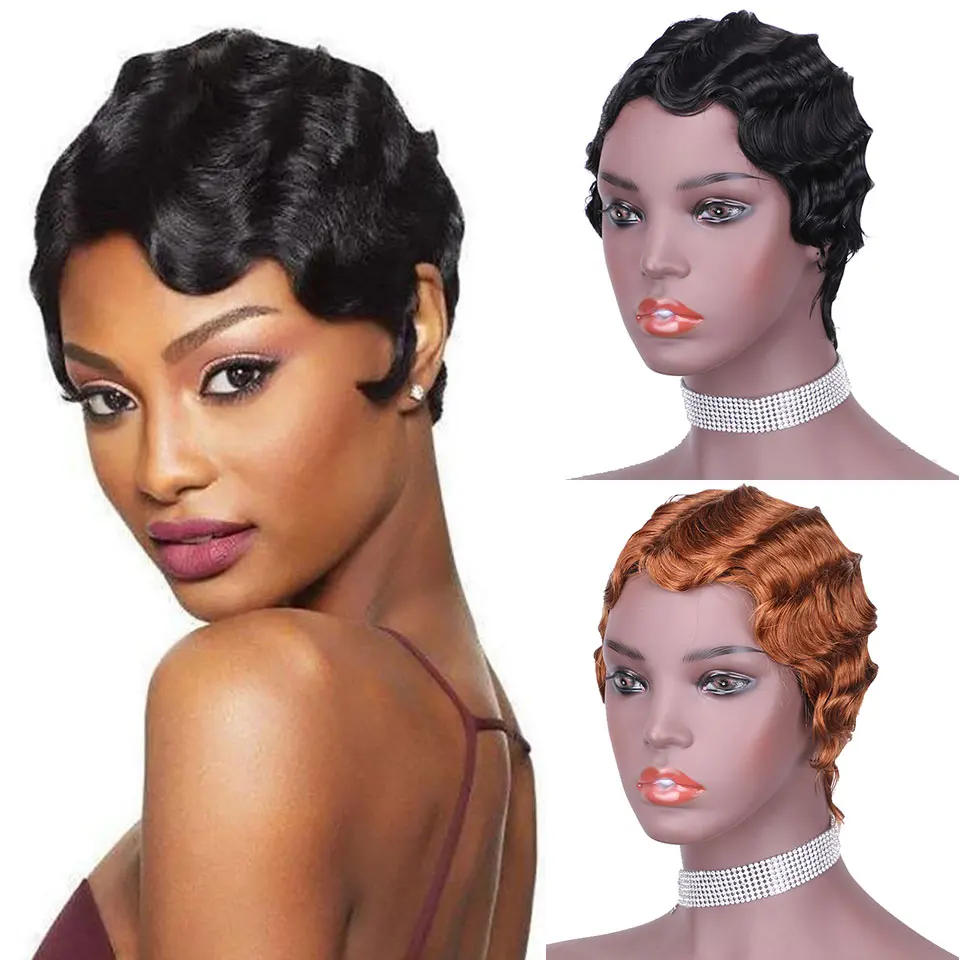 Short Finger Waves Pixie Cut Wigs Human Hair Full Machine Made Wigs For Black Woman Brazilian Remy Human Hair Wig Mix Color
Short Finger Waves Pixie Cut Wigs Human Hair Full Machine Made Wigs For Black Woman Brazilian Remy Human Hair Wig Mix Color