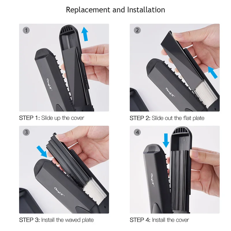 

Interchangeable 4 in 1 Fast Hair Straightener Corn Wave Plate Electric Hair Crimper Large to Small Waver Corrugated Flat Iron 42