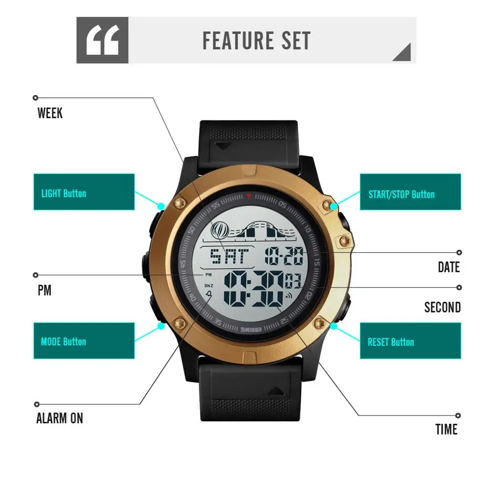 SKMEI Trend Men's Watch Big Dial Waterproof Alarm Clock Sport Watches LED Army Digital Man Wrist Watch relogio masculino 1476
SKMEI Trend Men's Watch Big Dial Waterproof Alarm Clock Sport Watches LED Army Digital Man Wrist Watch relogio masculino 1476