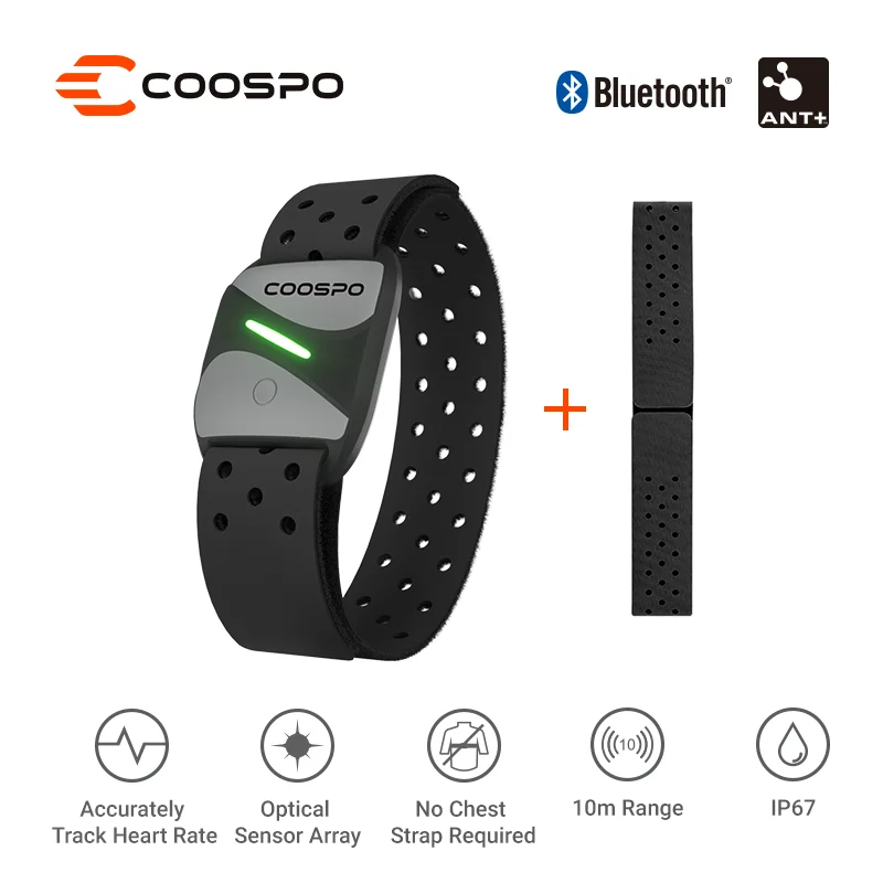 

CooSpo HW807 HRV Heart Rate Monitor Armband Optical Outdoor Fitness Sensor Bluetooth 5.0 ANT+ IP67 Running Cycling for Wahoo