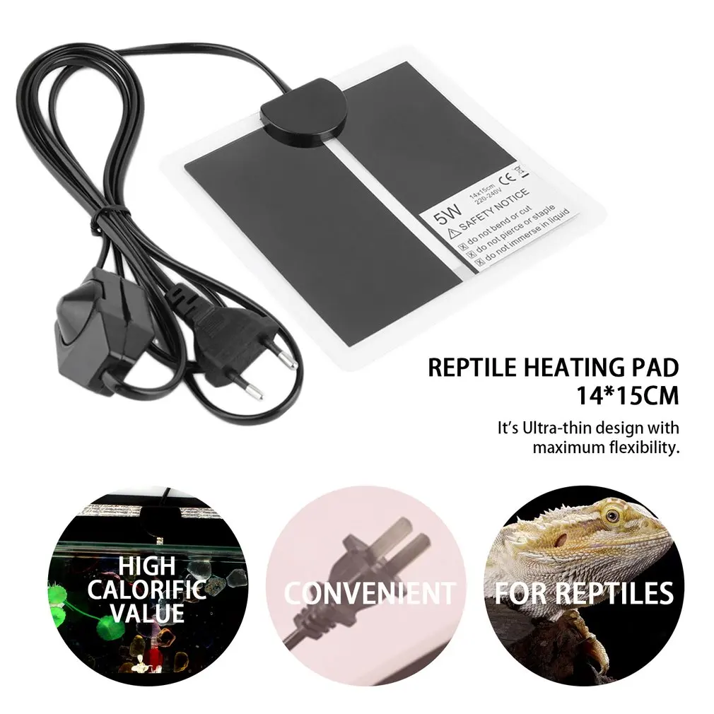 5W 220-240V Reptile Heating Pad 14*15cm Heat Mat EU Plug Dog Cat Warmer Bed Temperature Regulating EU Plug
5W 220-240V Reptile Heating Pad 14*15cm Heat Mat EU Plug Dog Cat Warmer Bed Temperature Regulating EU Plug