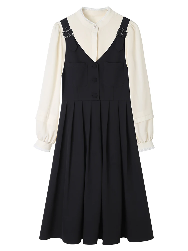 Tea Dress Women Plus Size XL Chic Fashion Elegant Office Lady Black Suspender Korean Fall Basic Simple Female Dresses Vestido
Tea Dress Women Plus Size XL Chic Fashion Elegant Office Lady Black Suspender Korean Fall Basic Simple Female Dresses Vestido