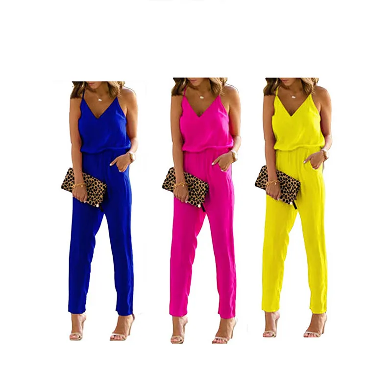 New Women Casual Spaghetti Strap Jumpsuit Summer Sleeveless Sling Bodycon Jumpsuit Club Bodysuit Sexy V-neck Bodysuit Long Pants 
New Women Casual Spaghetti Strap Jumpsuit Summer Sleeveless Sling Bodycon Jumpsuit Club Bodysuit Sexy V-neck Bodysuit Long Pants