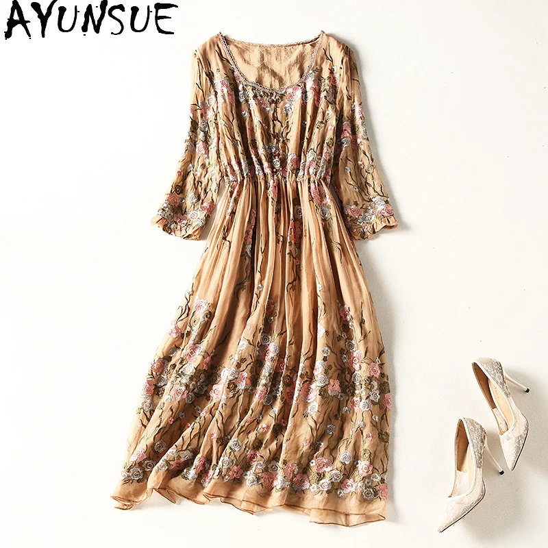AYUNSUE High Quality 100% Silk Summer Dress Woman Elegant Casual Dress Plus Size Dresses for Women 4xl 2021 Vestido De Mujer 40
AYUNSUE High Quality 100% Silk Summer Dress Woman Elegant Casual Dress Plus Size Dresses for Women 4xl 2021 Vestido De Mujer 40