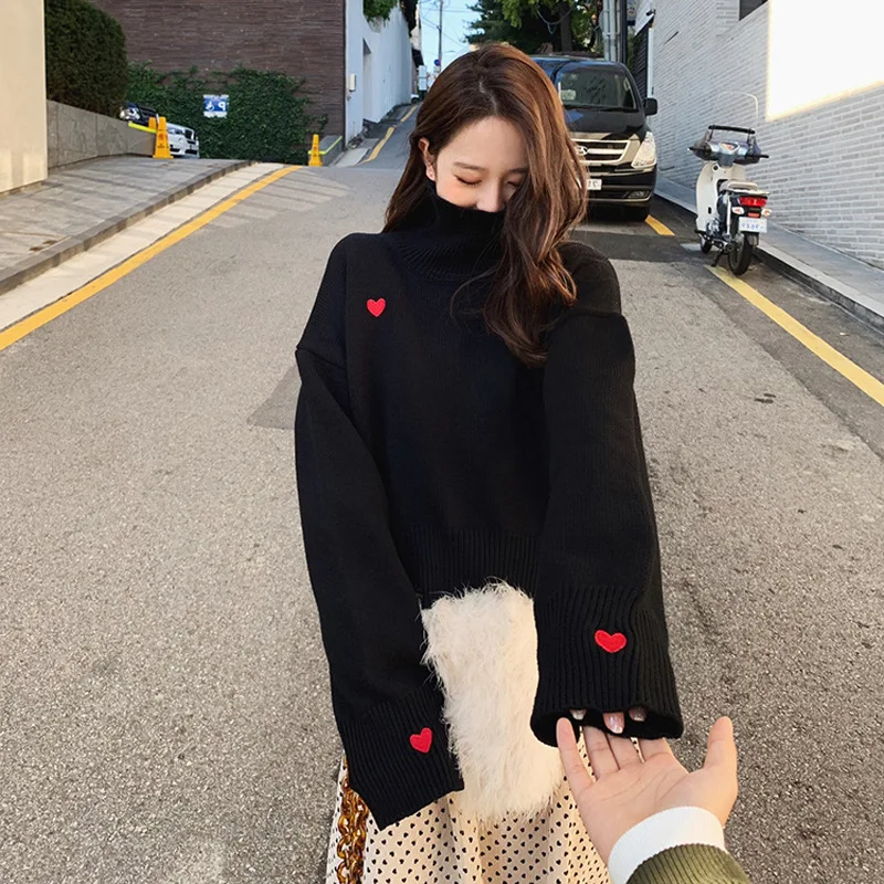 2021 High Collar Knitted Sweater Women Elegant Embroidery Oversized Pullovers Women Winter Loose Long Sweaters Streetwear Y10
2021 High Collar Knitted Sweater Women Elegant Embroidery Oversized Pullovers Women Winter Loose Long Sweaters Streetwear Y10