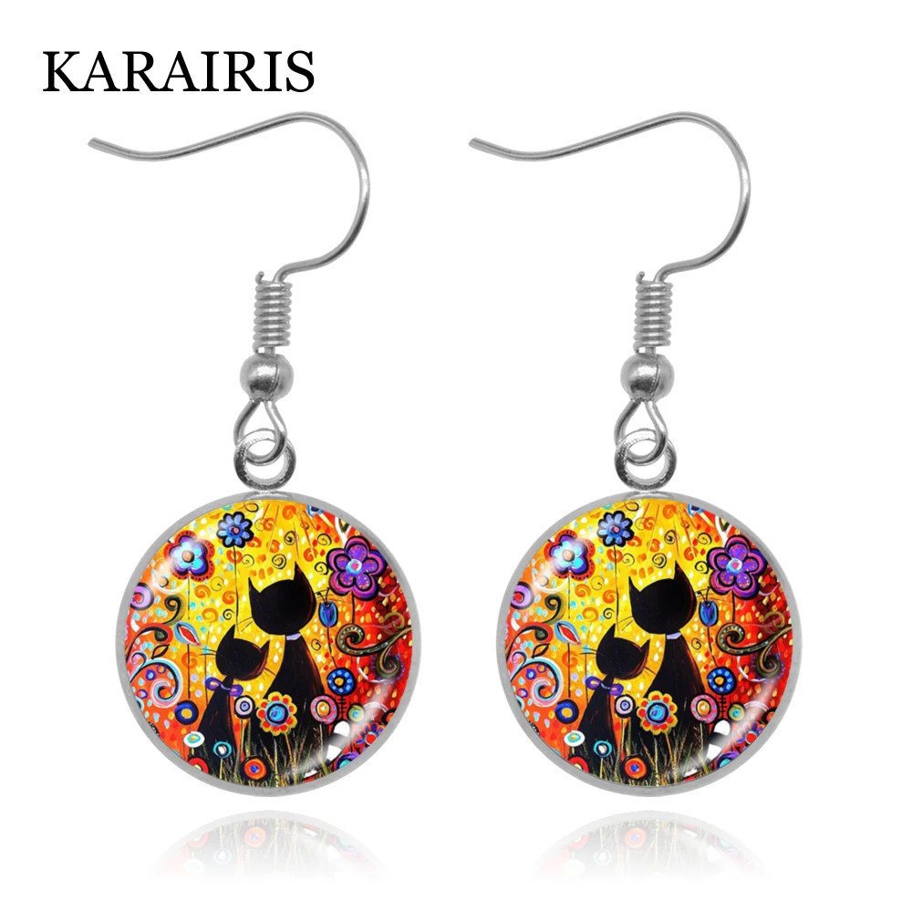 KARAIRIS New Colorful Cats Earrings Beautiful Picture Painting Animal Cats Jewelry Vintage Glass Cabochon Earrings For Women
KARAIRIS New Colorful Cats Earrings Beautiful Picture Painting Animal Cats Jewelry Vintage Glass Cabochon Earrings For Women
