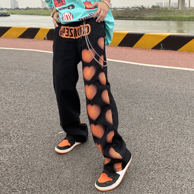 Love Pattern Print Letter Straight Men's Denim Trousers High Street Retro Loose Oversize Casual Jeans Pants Hip Hop Baggy Jean
Love Pattern Print Letter Straight Men's Denim Trousers High Street Retro Loose Oversize Casual Jeans Pants Hip Hop Baggy Jean