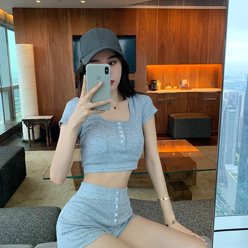 New Summer Women Sports Short Suit Casual T-Shirts Gray Shorts BodyCon Y2K Kawaii Female Soft Korean Denim Short Set Hot Sale
New Summer Women Sports Short Suit Casual T-Shirts Gray Shorts BodyCon Y2K Kawaii Female Soft Korean Denim Short Set Hot Sale