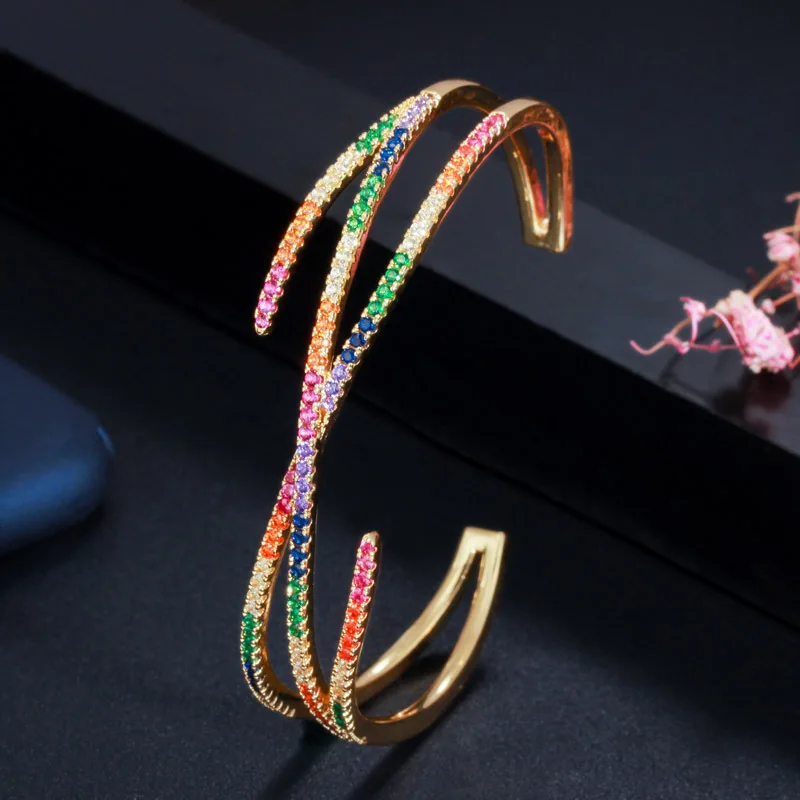 Korean Fashion Creative Personalized Women's Open Bracelet with 3A Color Zircon
Korean Fashion Creative Personalized Women's Open Bracelet with 3A Color Zircon