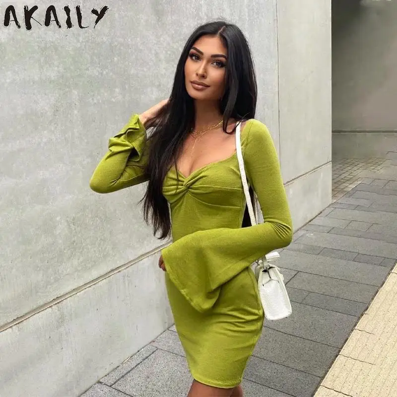 Осеннее уличное платье Akaily с расклешенными рукавами, белые платья для женщин 2021, зеленое Бандажное мини-платье с V-образным вырезом, женское ...
Осеннее уличное платье Akaily с расклешенными рукавами, белые платья для женщин 2021, зеленое Бандажное мини-платье с V-образным вырезом, женское ...